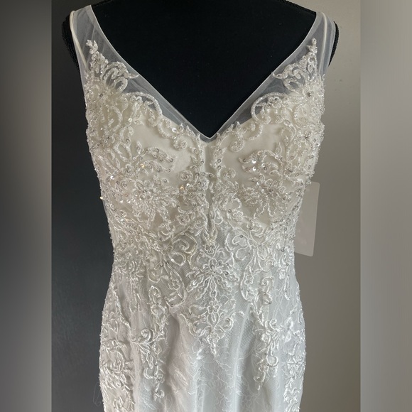 Galina SZ 10 Ivory Illusion V-Neck Wedding Dress with Embellishment STYLE SWG675 - Picture 6 of 16